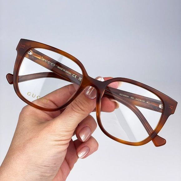 Gucci GG1305OA 003 Eyeglasses Havana Crystal Square Women - Picture 4 of 14